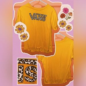 Vans mustard yellow t-shirt with animal velvet print logo
